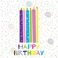 happy birthday text and candles with colorful confetti vector