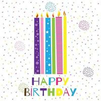 happy birthday text and candles with colorful confetti vector