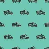 seamless pattern two color dump truck icon with tosca background vector