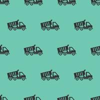 seamless pattern two color dump truck icon with tosca background vector