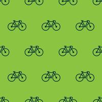 Icono de bicicleta de dos colores de patrones sin fisuras con fondo verde vector