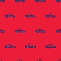 seamless pattern two color police car icon with red background vector
