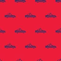 seamless pattern two color police car icon with red background vector