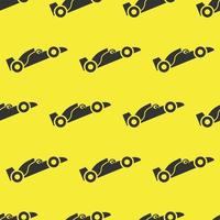 seamless pattern two color formula one car icon with yellow background vector