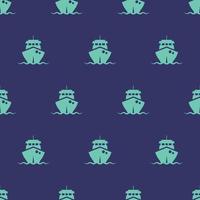 seamless pattern two color ship icon with dark blue background vector