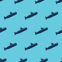 seamless pattern two color submarine icon with blue background vector