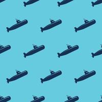 seamless pattern two color submarine icon with blue background vector