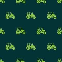 Tractor de patrones sin fisuras icono de transporte agrícola con fondo verde vector