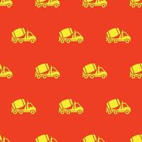 seamless pattern two color mixer truck icon with orange background vector