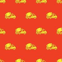 seamless pattern two color mixer truck icon with orange background vector