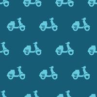 seamless pattern two color scooter icon with blue background vector