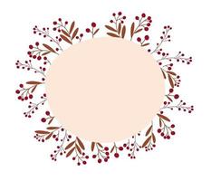 Round frame with autumn berries. Floral frame in warm shades. vector