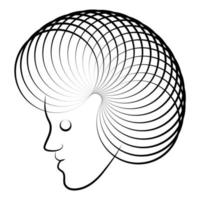 Outline human face, vector linear monochrome graphics