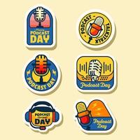 Fun Podcastday Sticker Collection vector