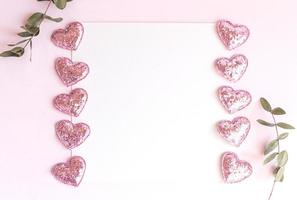 Background with copy space blank on pink background with pink glitter