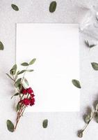 Background with copy space blank on white table with glitter heart, photo