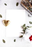 Background with copy space blank on white table with glitter