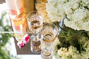 Rose blush wine in glasses. Prosecco. photo