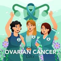 mujeres que se apoyan mutuamente en el día del cáncer de ovario vector