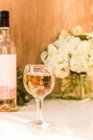 Rose blush wine in glasses. Prosecco. photo