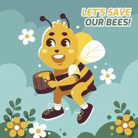 activismo protección de las abejas de miel vector