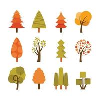 colección de iconos de árbol de otoño vector