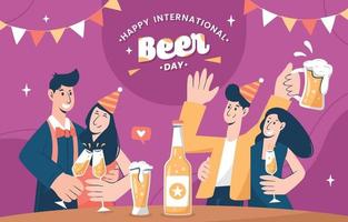 fiesta del día internacional de la cerveza con amigos vector
