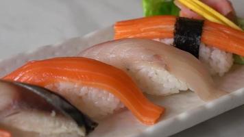 Mixed fresh raw sushi - Japanese food style video