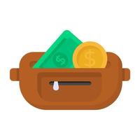 Pouch and Cash wallet vector