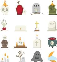 Halloween rip icons set vector