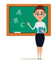 Teacher pointing on the blackboard while lesson vector