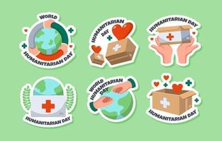 Humanitarian Day Sticker Collection vector