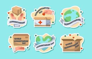 Sticker Set for Humanitarian Activity vector