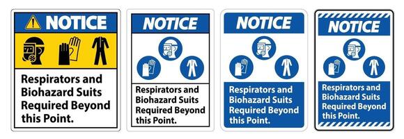 Warning PPE Sign Respirators And Biohazard Suits vector