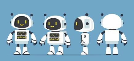 vector de conjunto de caracteres de robots blancos lindos