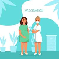 Doctor vaccinates a pregnant woman.Vector banner vector