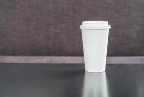 Hot coffee cup in coffee shop photo