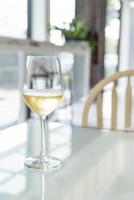 A glass of sparking wine in restaurant photo