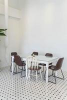 Empty dining table interior decoration in dining room photo