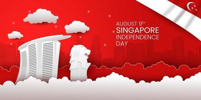 Singapore National Day Background vector