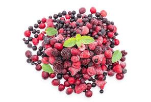 Frozen mixed berry on white background photo