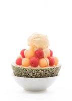 Ice melon Bingsu, famous Korean ice cream on white background photo