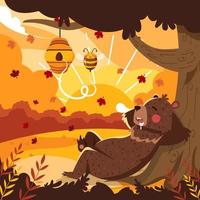 Sleeping Bear Enjoying Autumn vector