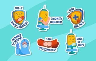 Sticker Collection of Support For User Being Vaccinated vector