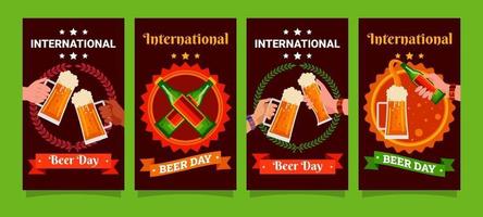 conjunto de tarjetas del día internacional de la cerveza vector