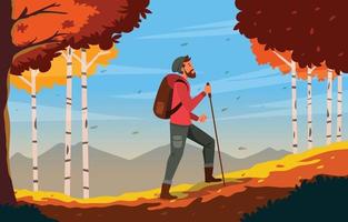 Hiking in Autumn Season vector