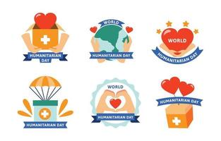 Humanitarian Day Sticker Set vector