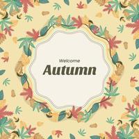 Autumn Floral Frame Background vector