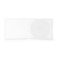 Realistic white cd with box cover template isolated on white photo
