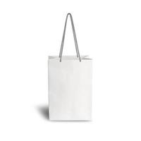 White paper shopping bag side view isolated on white background